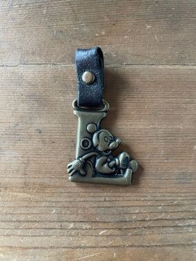 Disney Bronze Mickey Mouse Keychain with Leather Strap